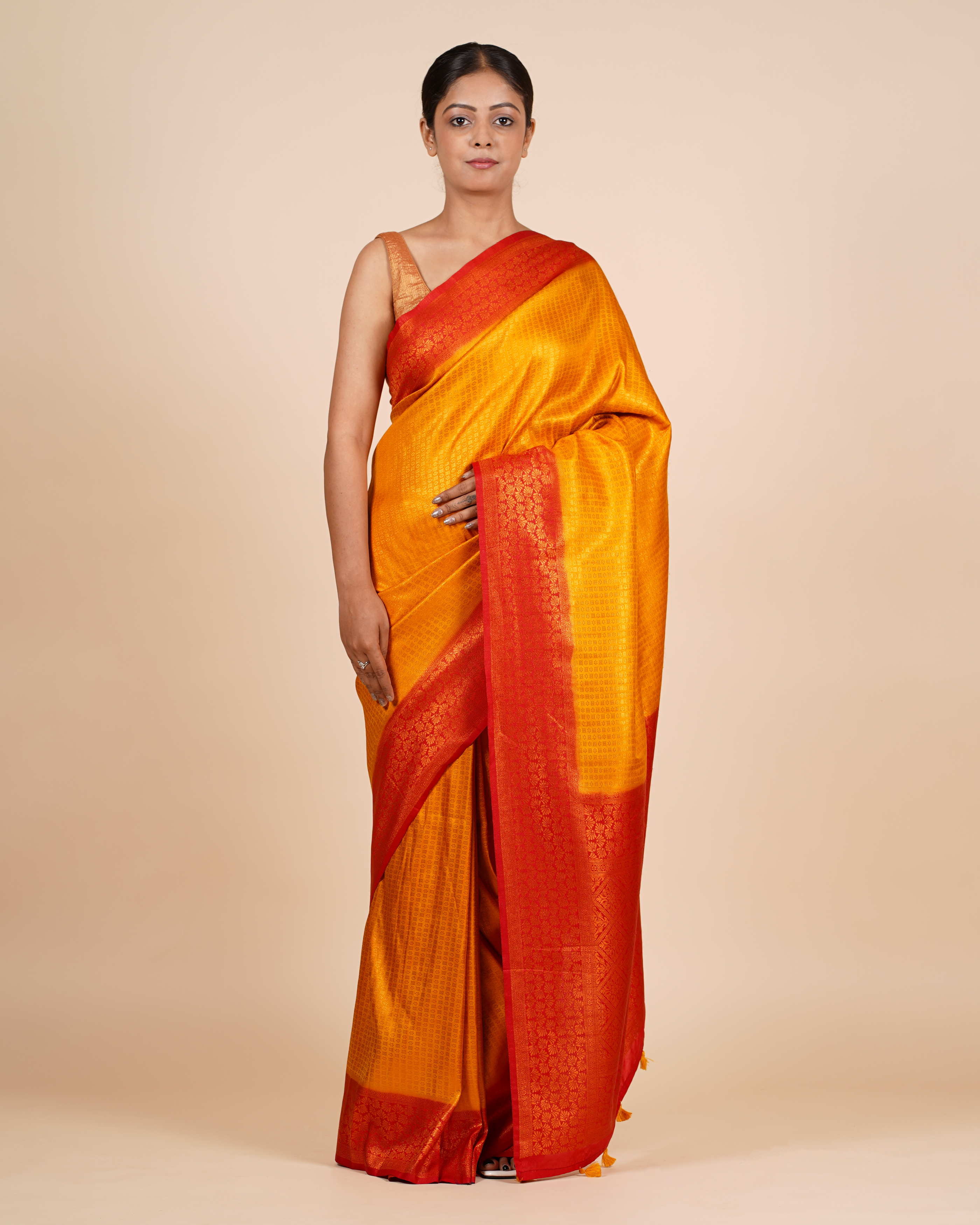Evening Glam with Musturd Silk Saree