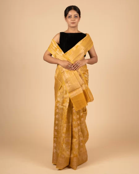 Everyday Comfort Floral Print Mustard Cotton Saree