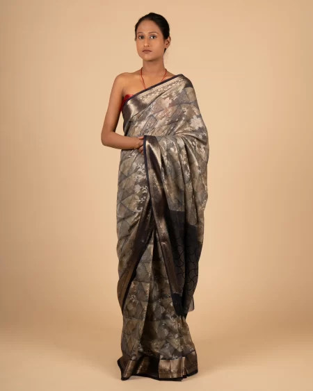 Everyday Comfort  Floral Print Navy Cotton Saree