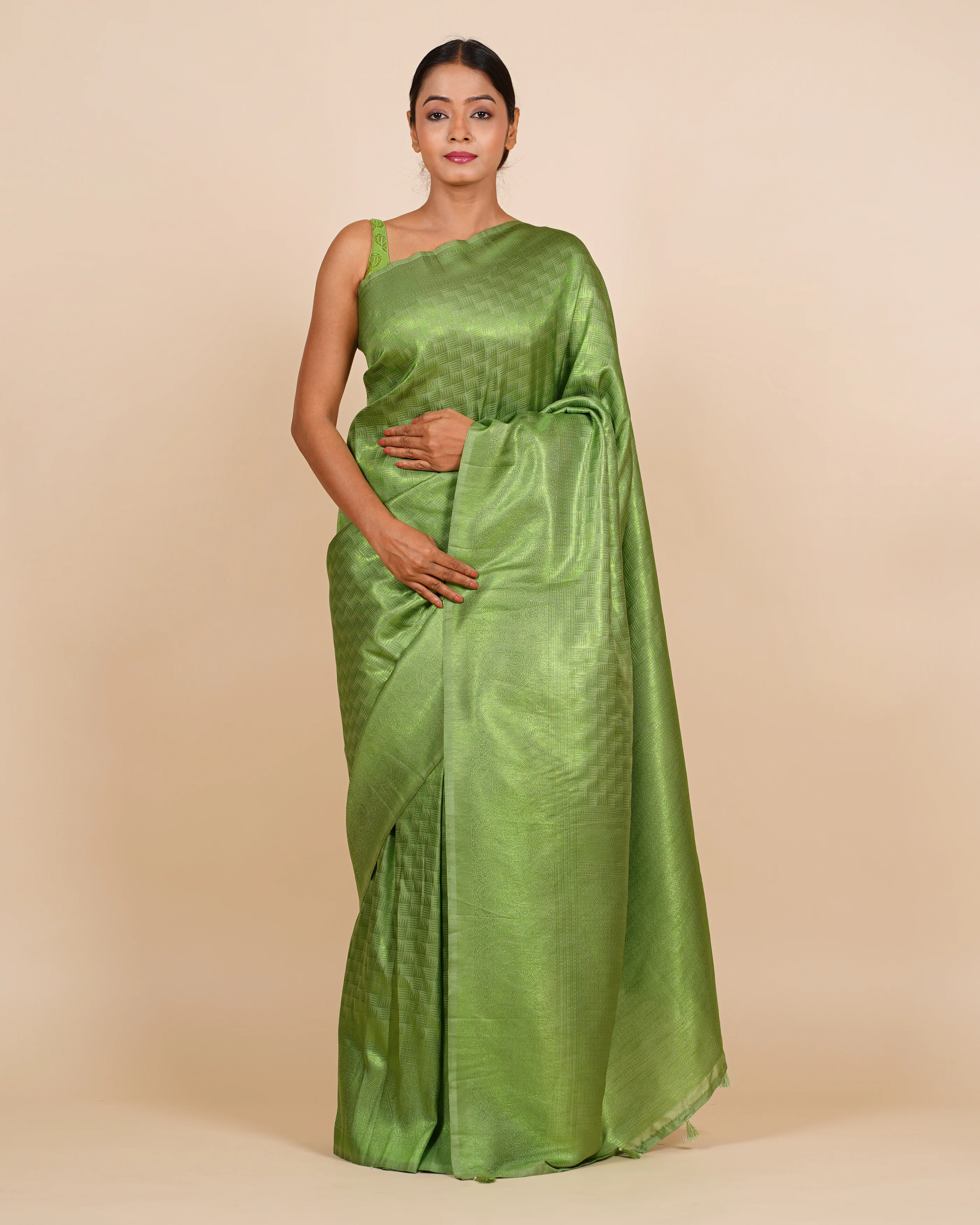 Evening Glam Green Softy Silk Saree