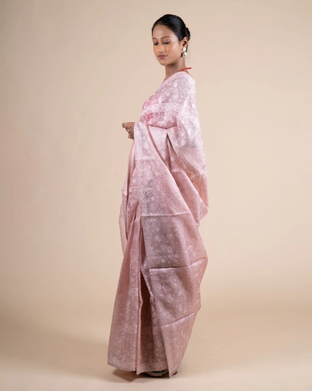 Everyday Comfort  Floral & Paisley Dusty Blue Kora Saree