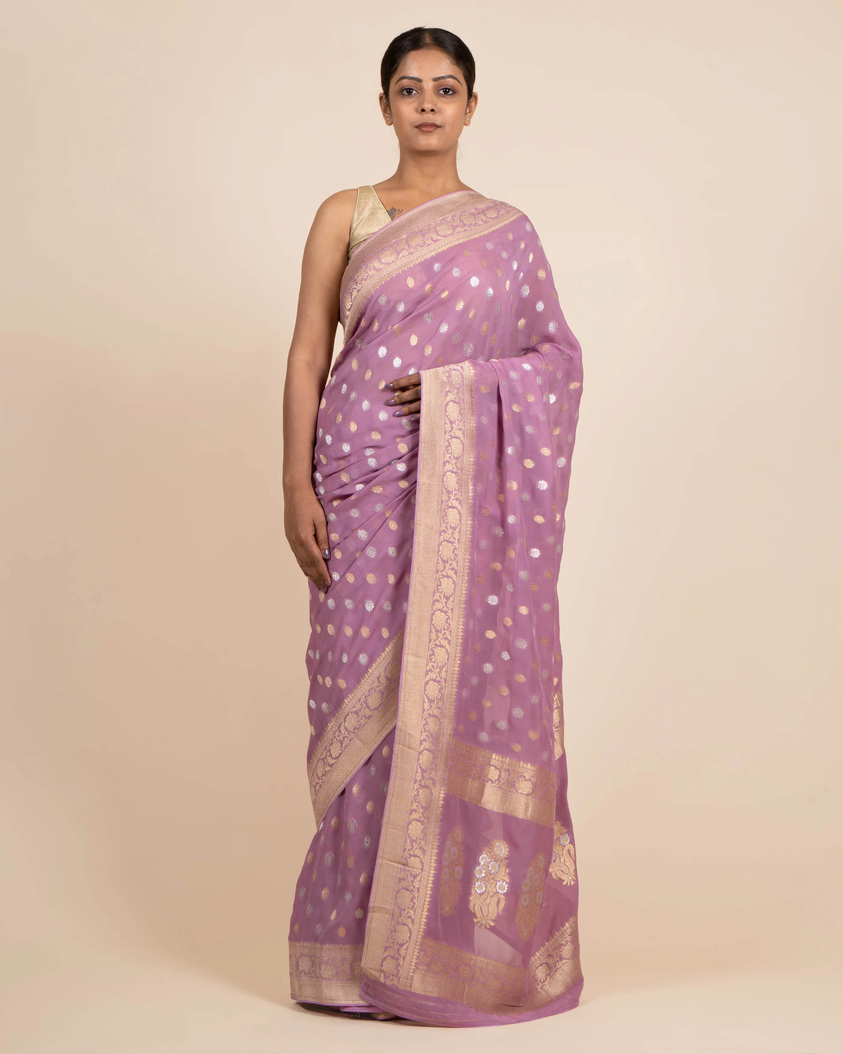 Evening Glam Buttas Lavender Viscose Saree