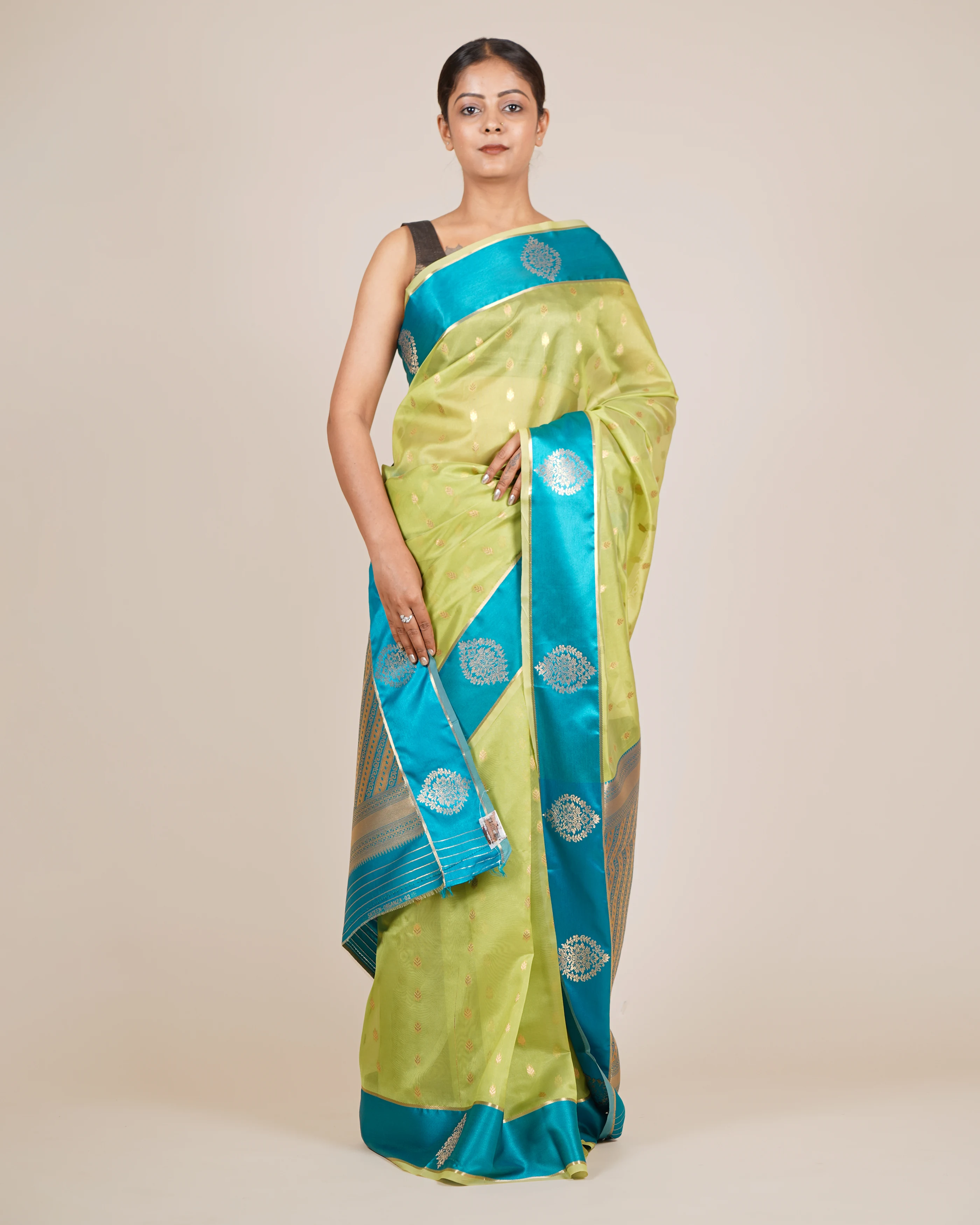Couture & Designer Light Lemon Kora Saree