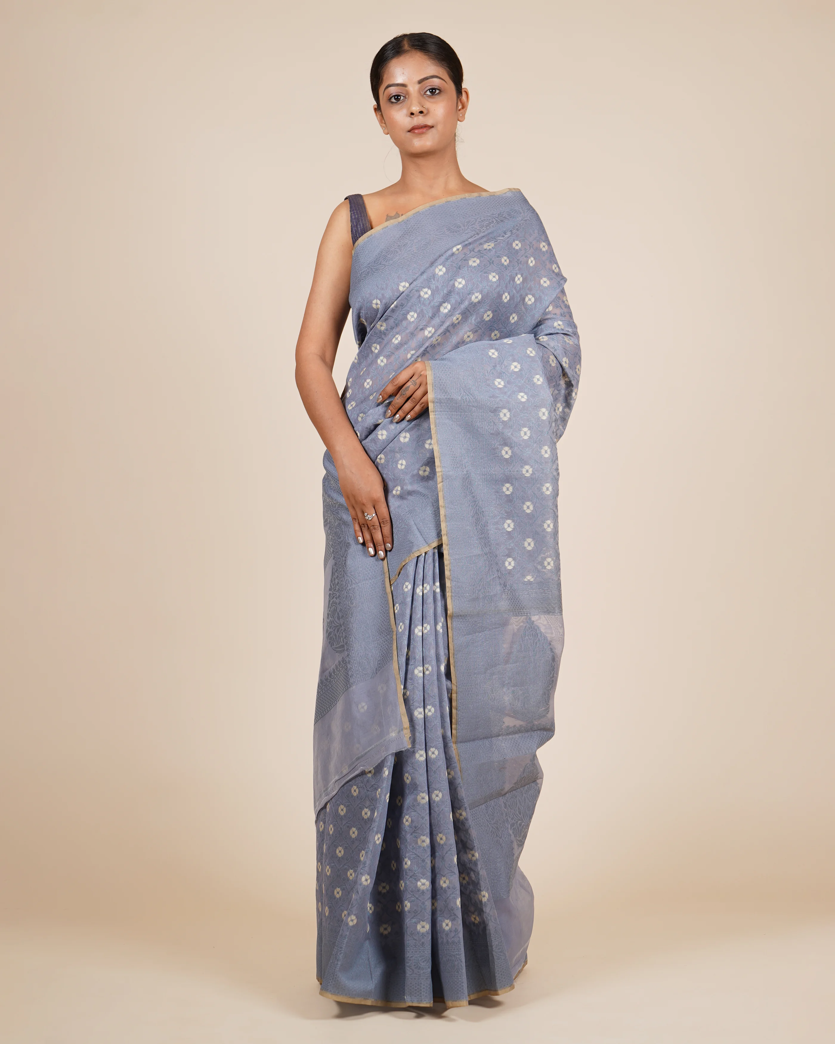 Everyday Comfort Butis Grey Cotton Saree