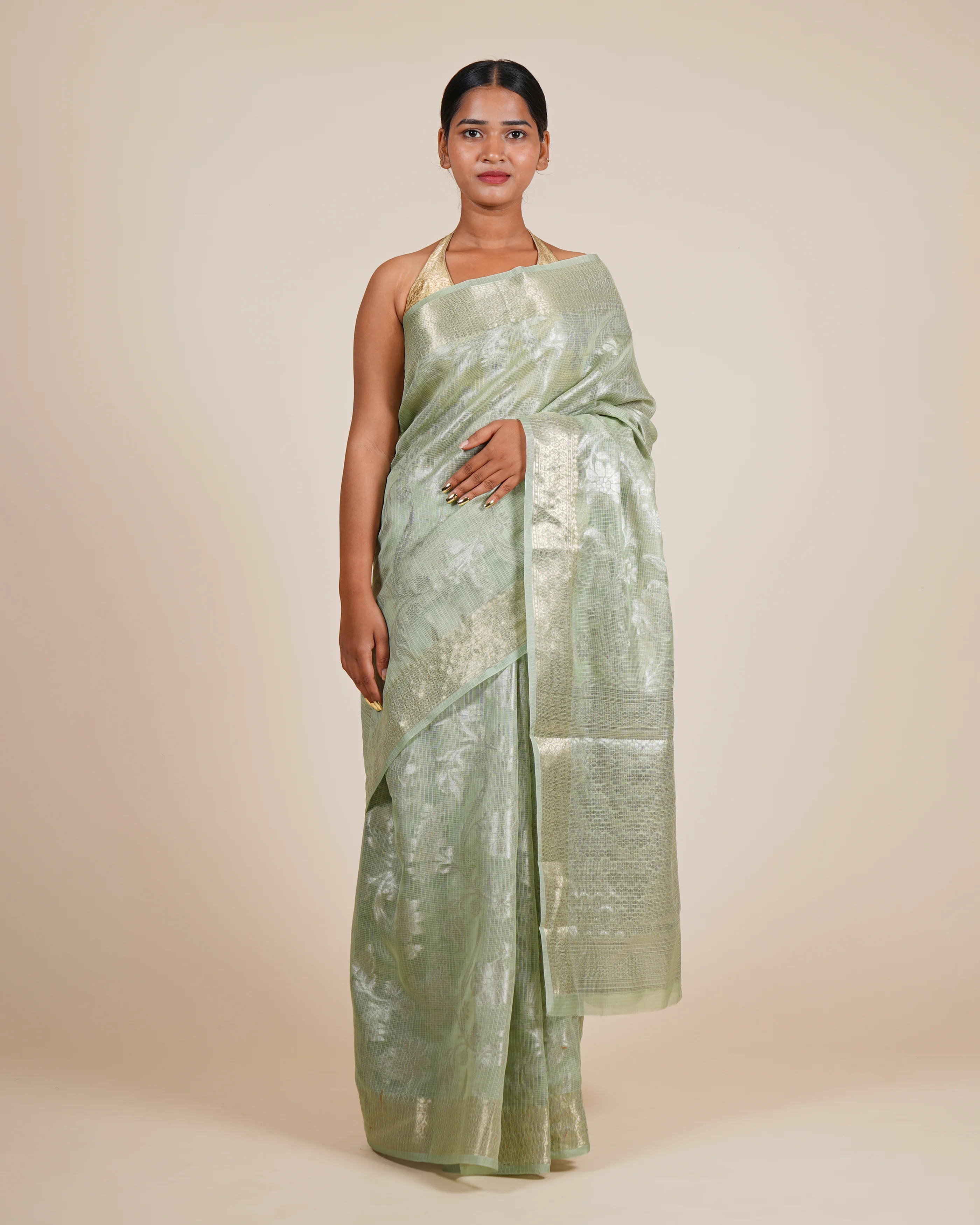 Pastel Dreams Sea Green Cotton Saree
