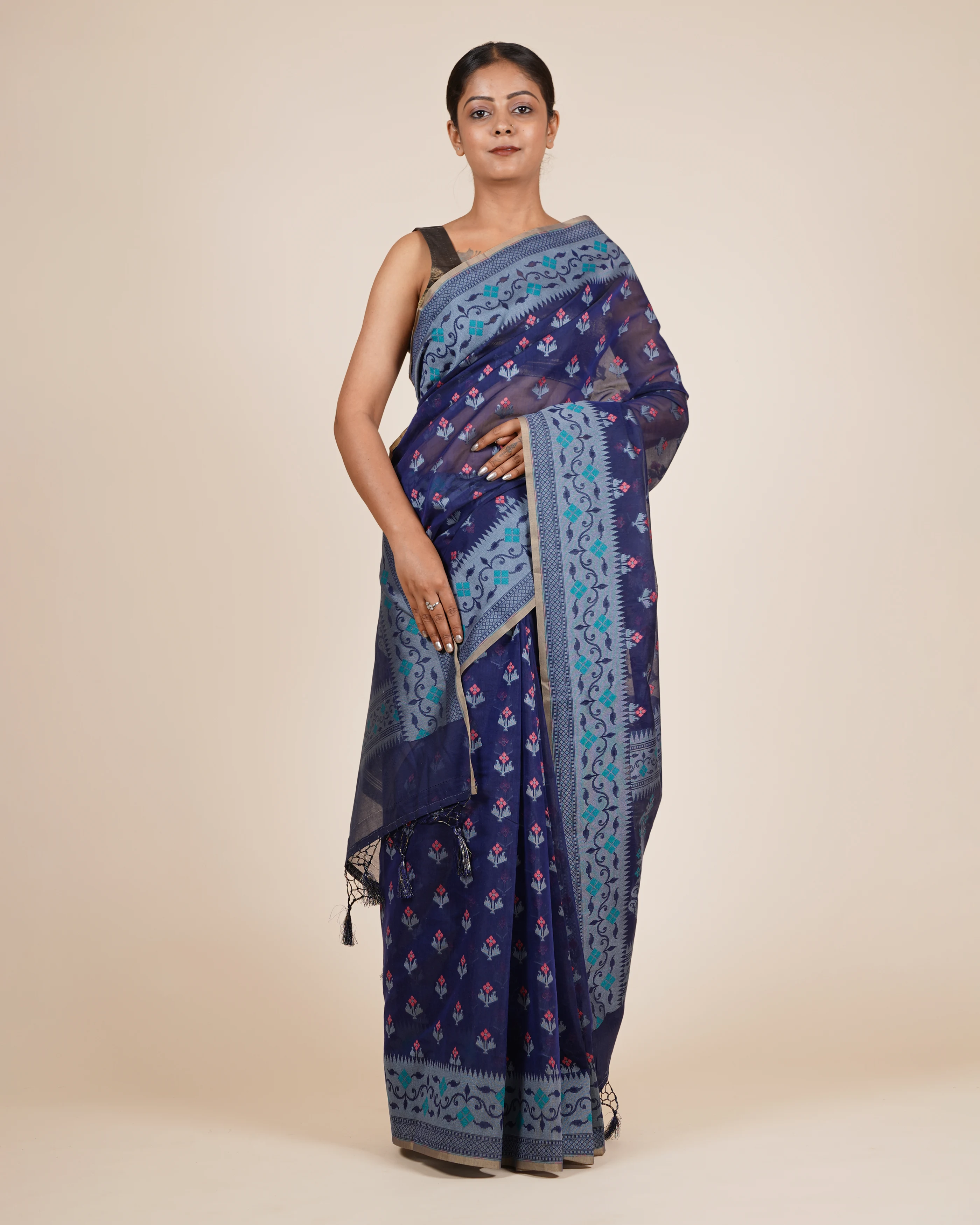 Everyday Comfort Navy Cotton Saree