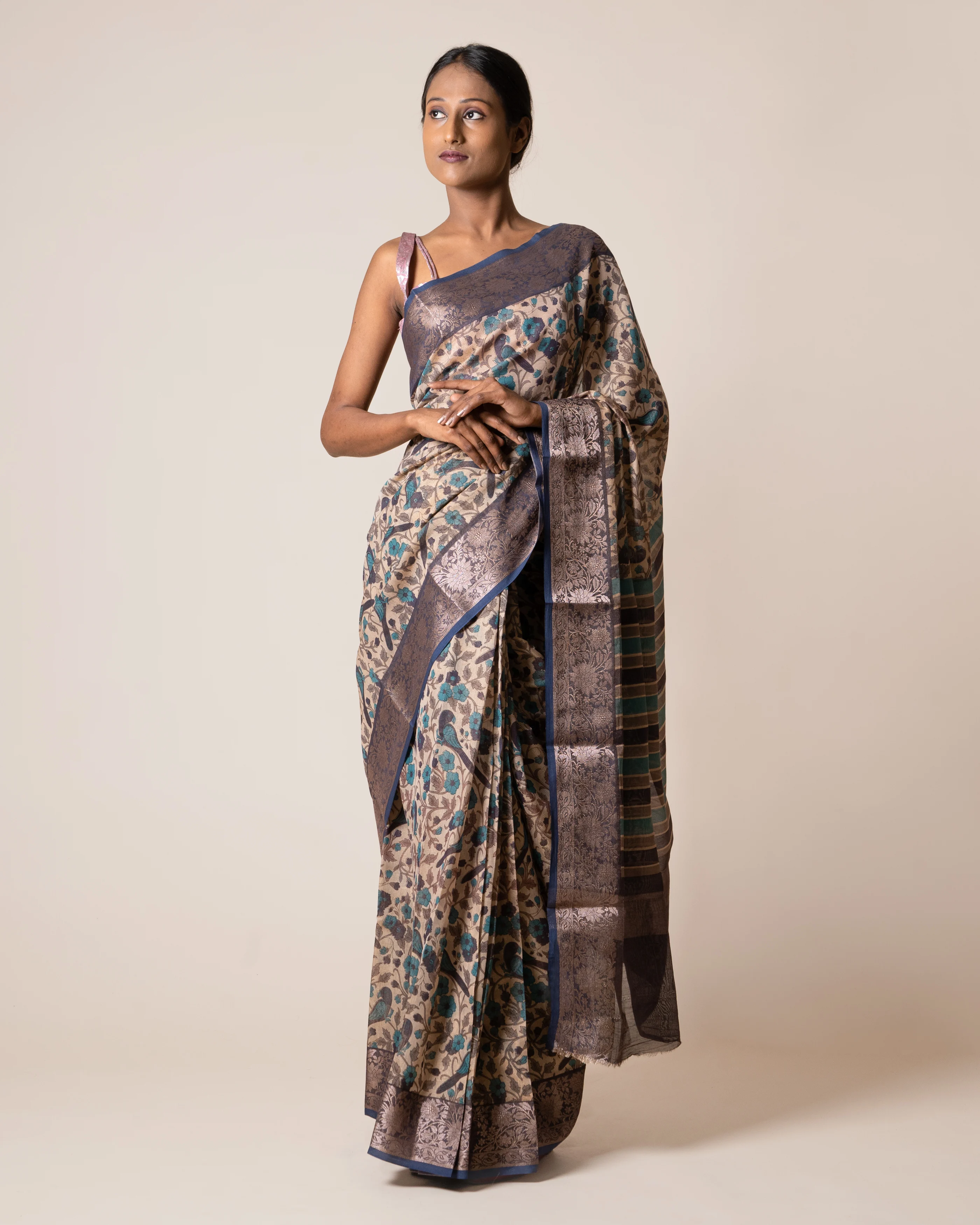 Everyday Comfort Dusty Green Tissue Saree