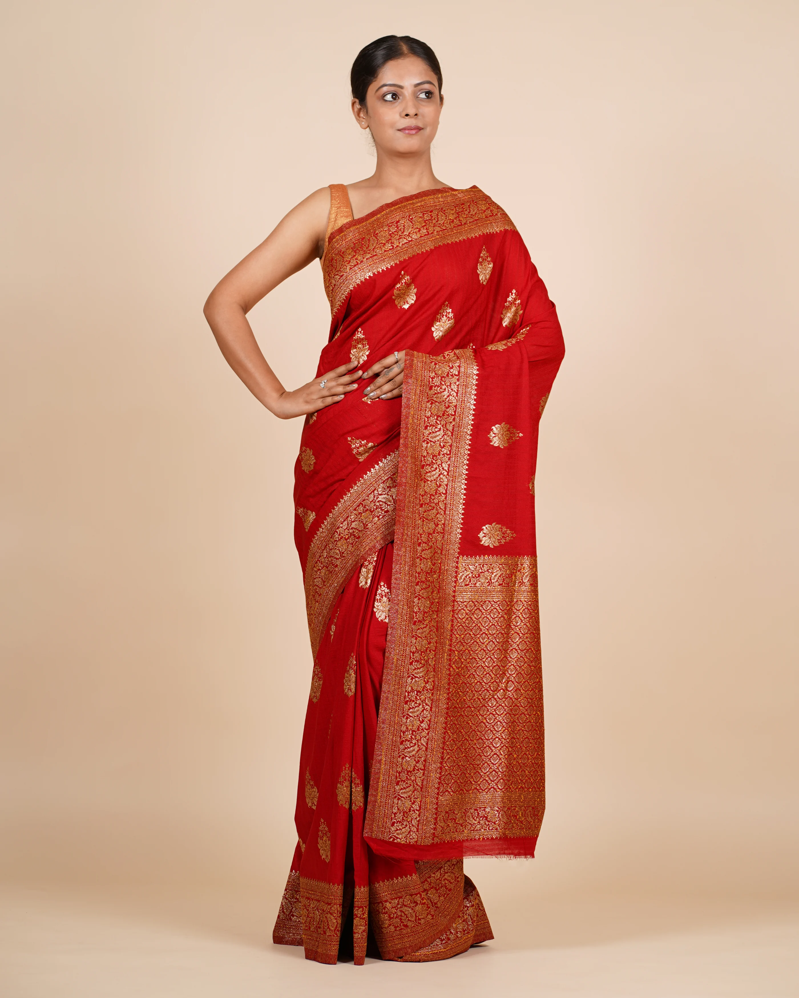 Evening Glam Butta Red Saree