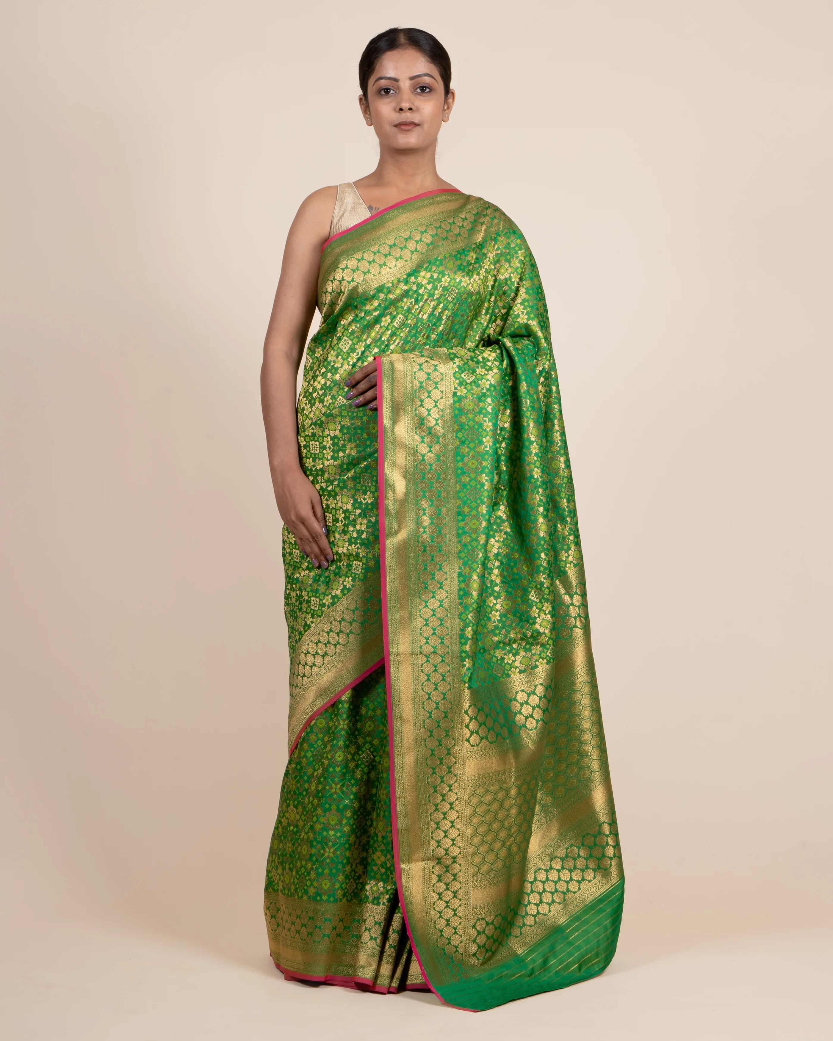 Evening Glam Bottle Green Silk Saree
