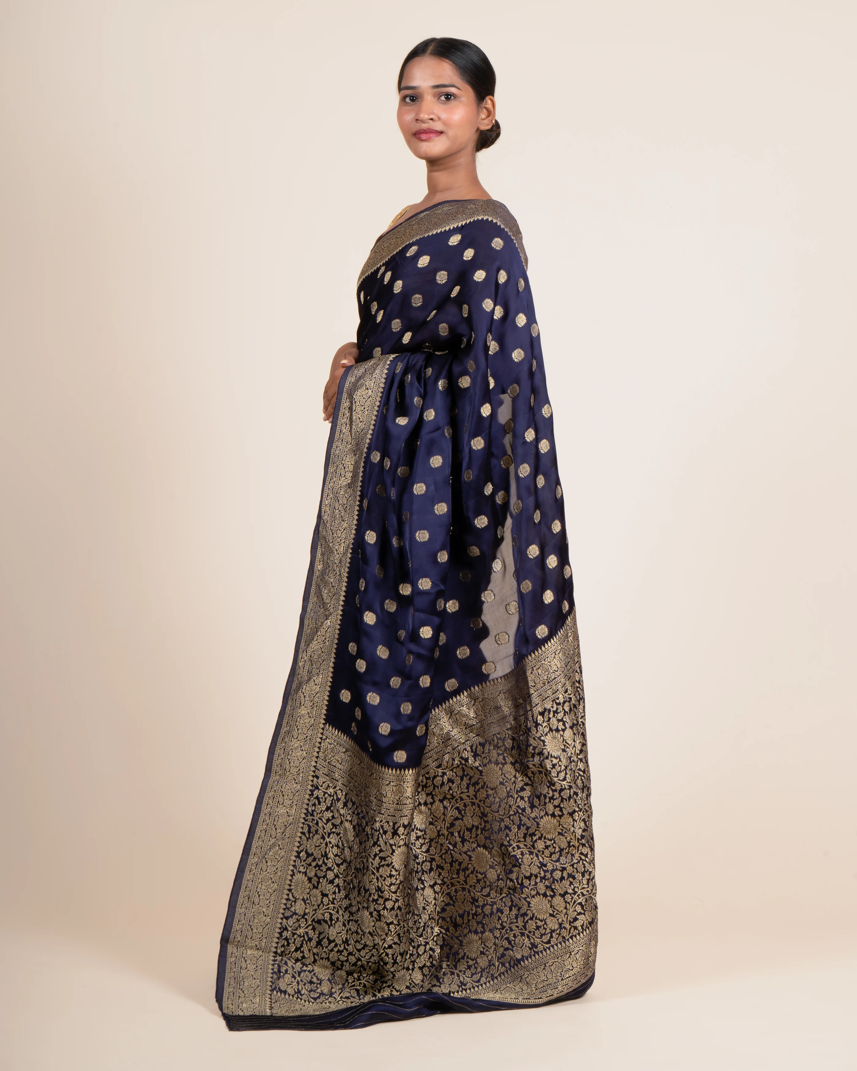 Evening Glam Buttas Purple Satin Saree