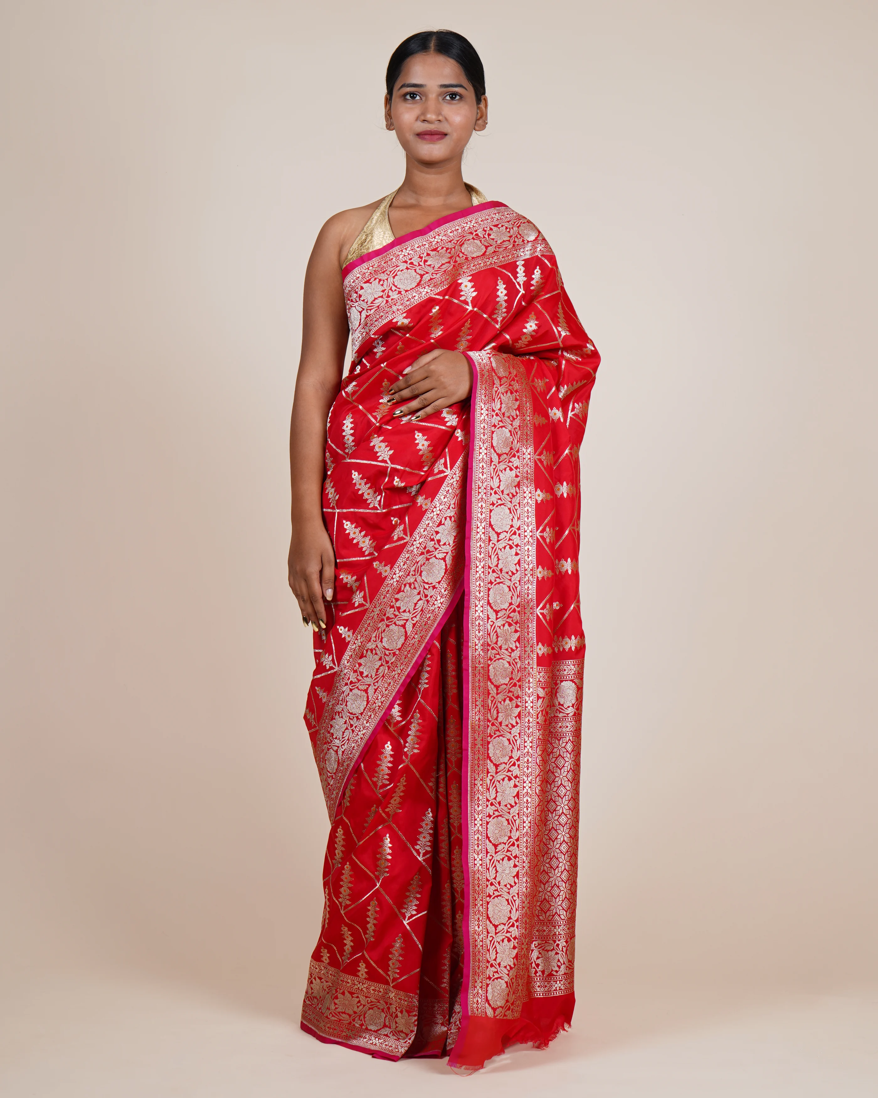 Evening Glam Red Silk Saree